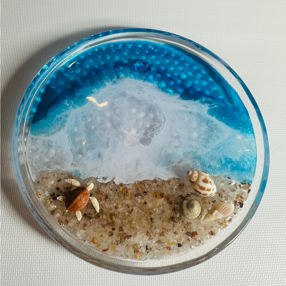 Beach Themed Resin Trinket Dish with Sea Turtle
